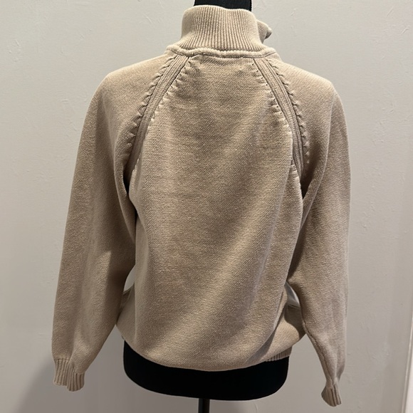 Vintage Oscar De La Renta Cream/Tan 1/4 Zip Sweater Size M/L - Picture 5 of 5